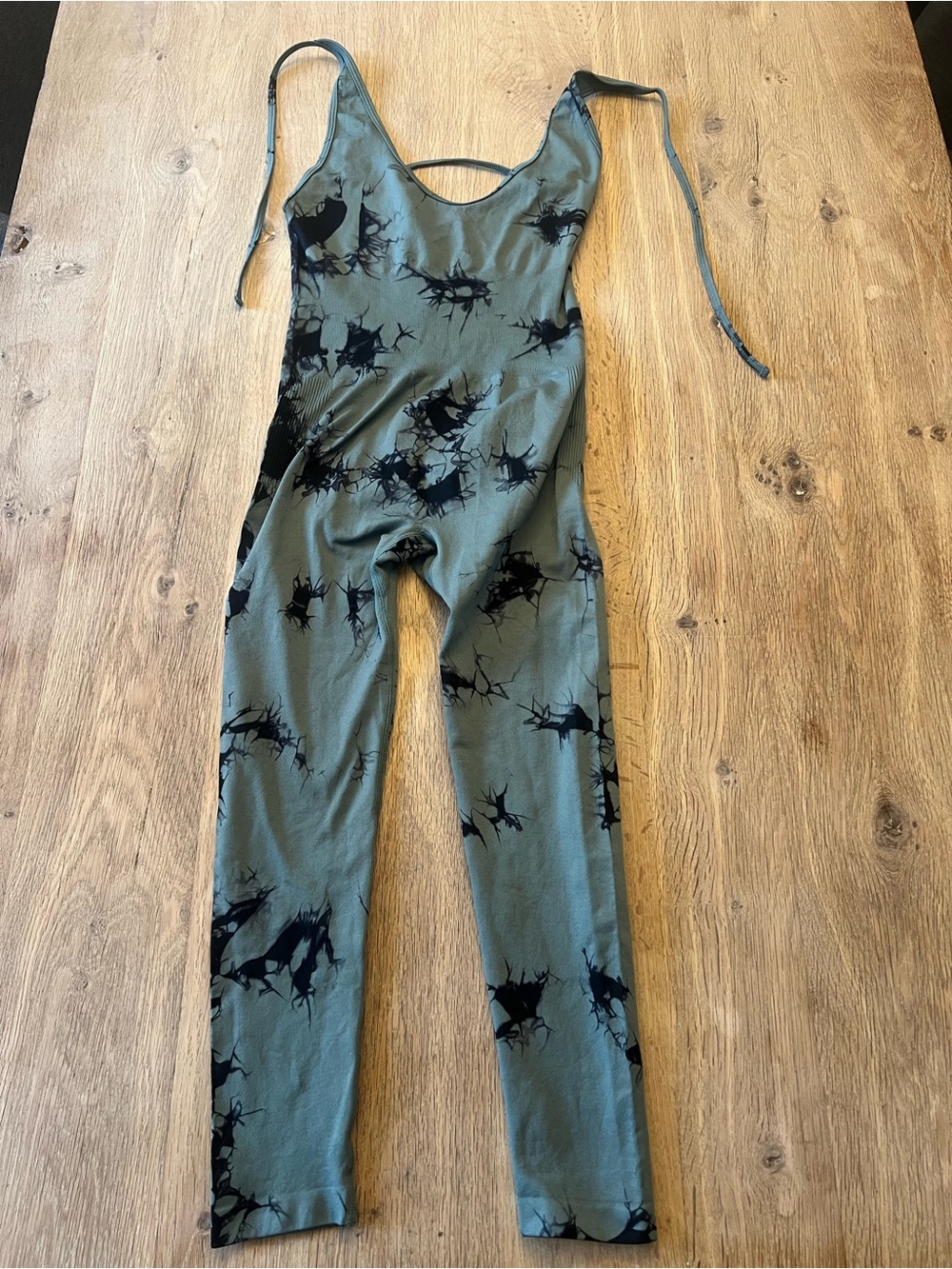 Tie-Dye Olive Green Sleeveless Jumpsuit